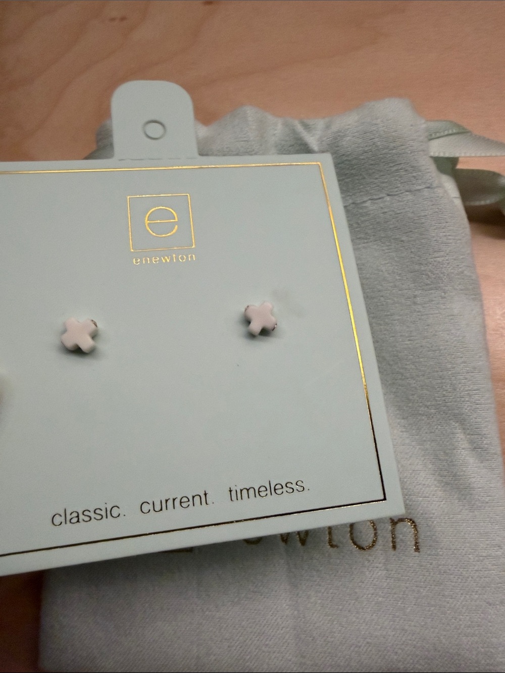 Enewton small cross earrings- white - Picture 2 of 3